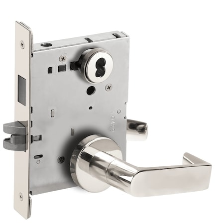 Schlage Corridor Mortise Lock with Deadbolt, 06A Design, FSIC Prep, Less Core, Bright Chrome L9456J 06A 625